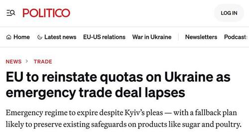 ЕС отменяет беспошлинный режим ввоза сельхозпродукции из Украины, — Politico ЕС отменяет беспошлинный режим ввоза сельхозпродукции из Украины, — Politico